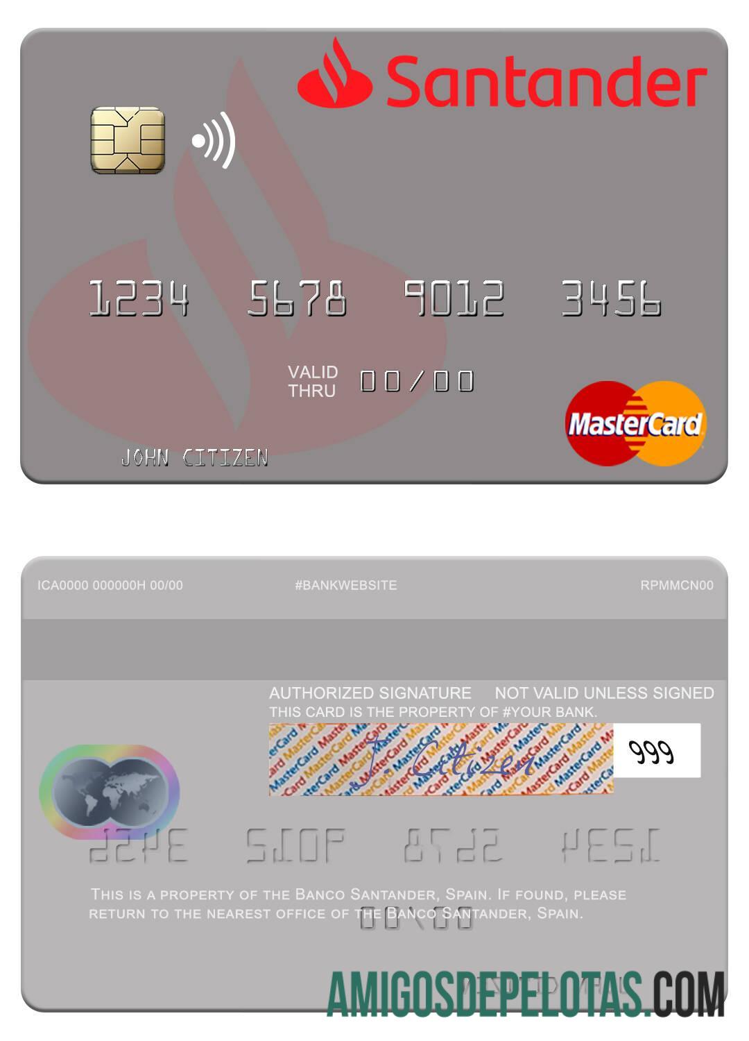 Spain Banco Santander Mastercard modelo